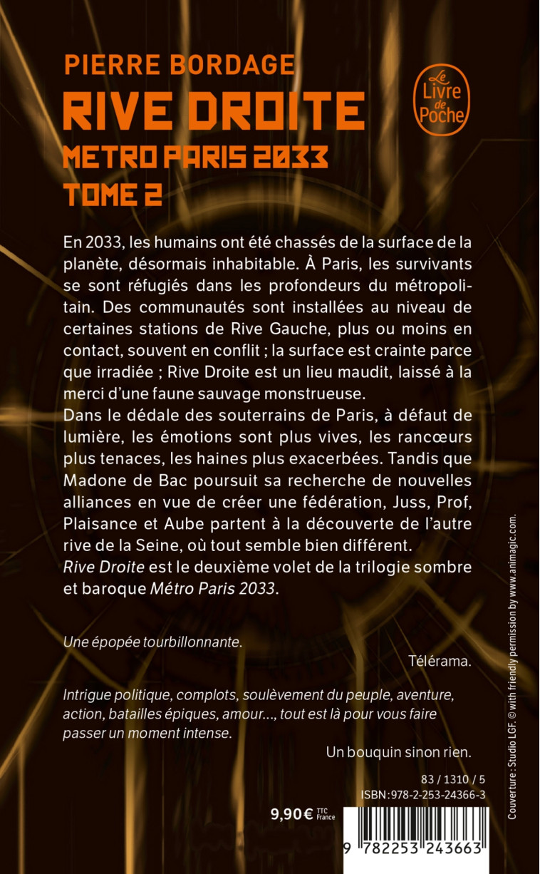 Rive Droite  (Métro Paris 2033, Tome 2) - Pierre Bordage - LGF