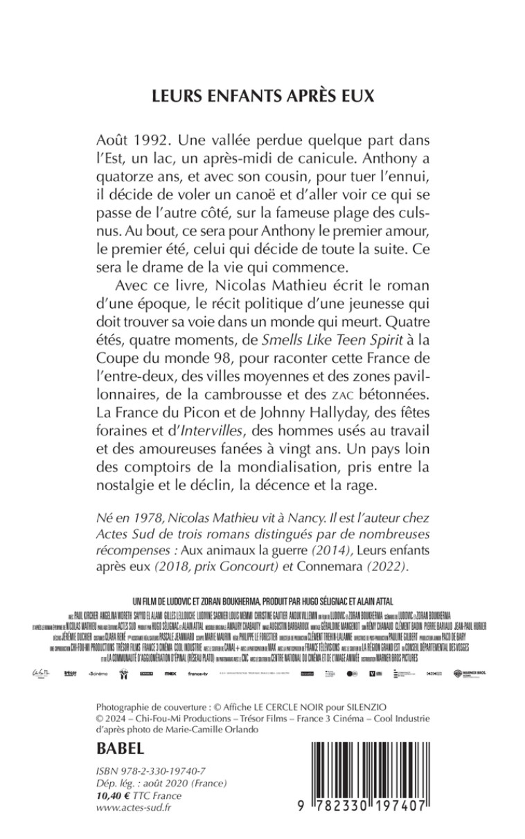 Leurs enfants après eux (Affiche du film) - Nicolas Mathieu - ACTES SUD