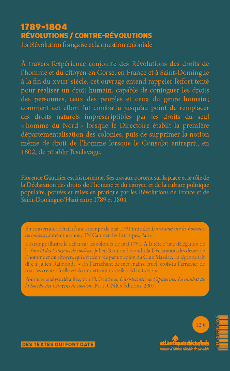 1789-1804 Révolutions / Contre-révolutions - Florence Gauthier - ATLANTIQUES DEC