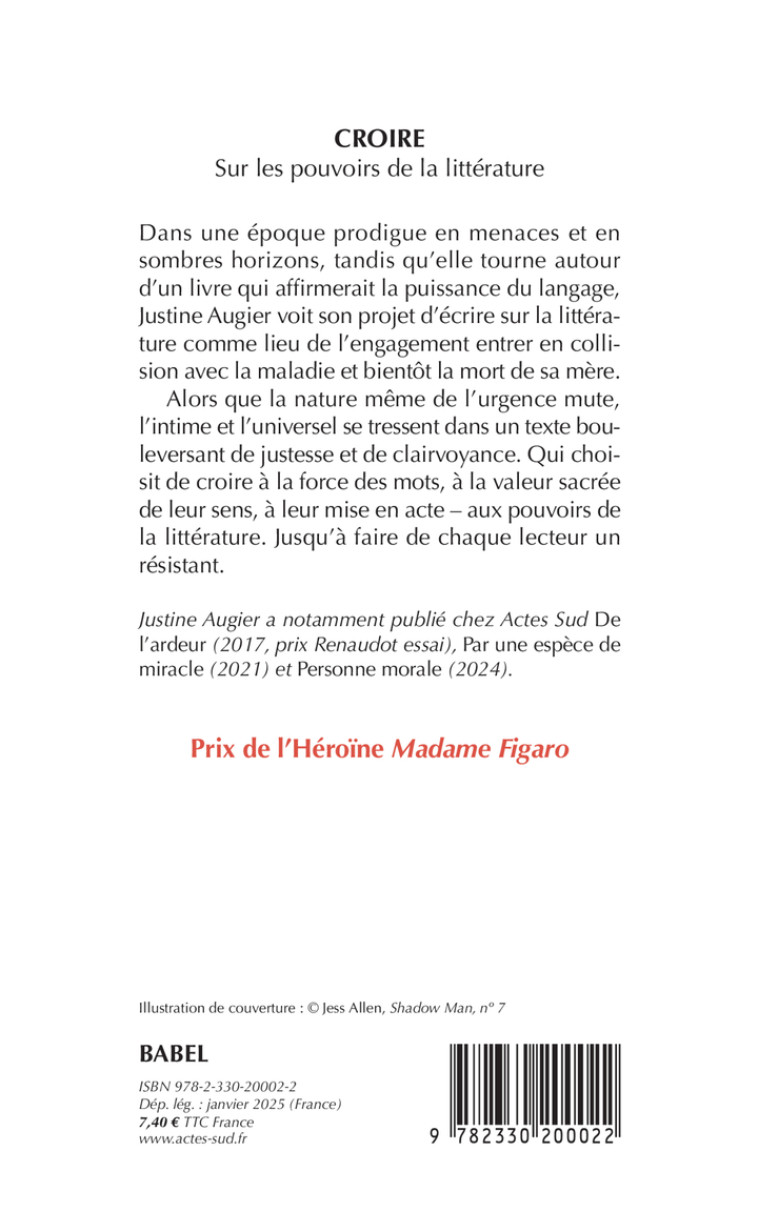 Croire - Justine Augier - ACTES SUD