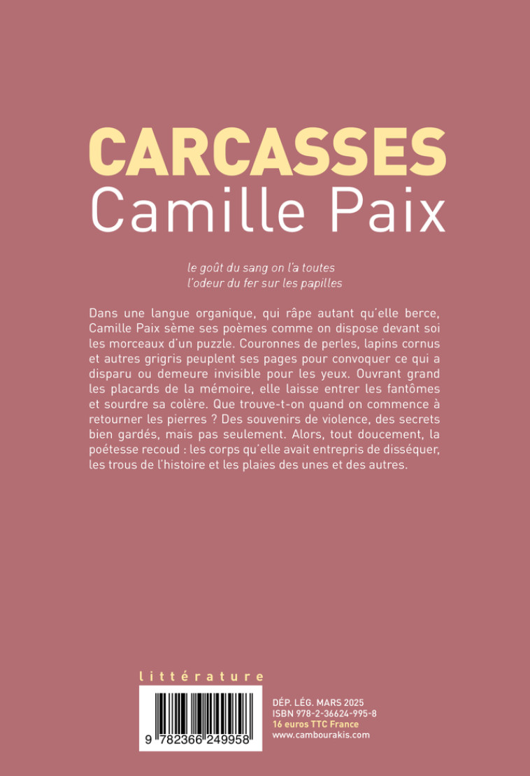 Carcasses - Camille Paix, Camille Paix - CAMBOURAKIS